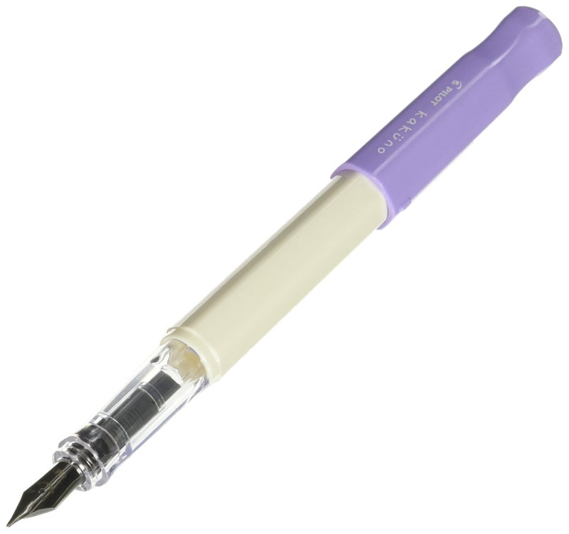 Pilot Kakuno Medium-Nib Fountain Pen, White Body Soft Violet Cap Body (FKA-1SR-SVM) - Image 2