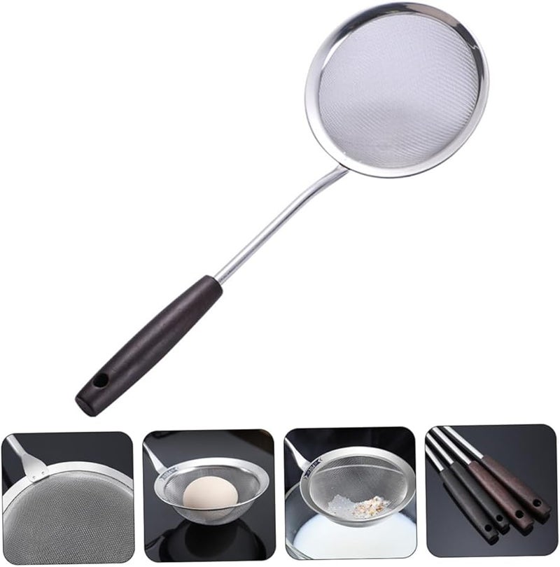Long Wooden Handle Strainer Ladle For Frying Kitchen Tool Comfortable Grip Random Color - Image 3