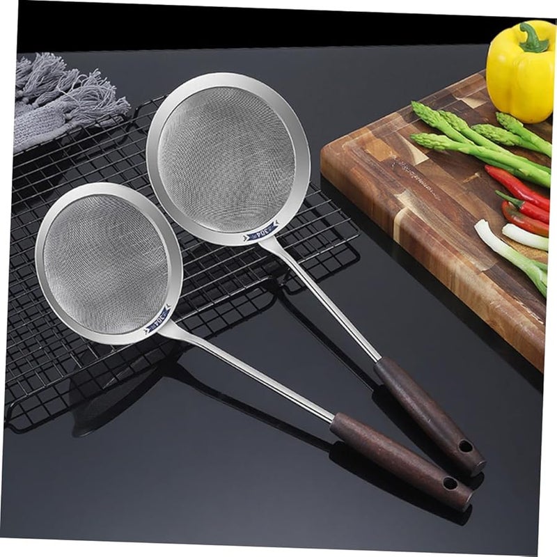 Long Wooden Handle Strainer Ladle For Frying Kitchen Tool Comfortable Grip Random Color - Image 4