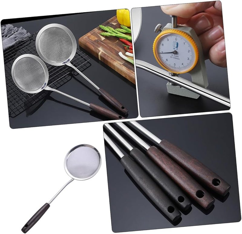 Long Wooden Handle Strainer Ladle For Frying Kitchen Tool Comfortable Grip Random Color - Image 5