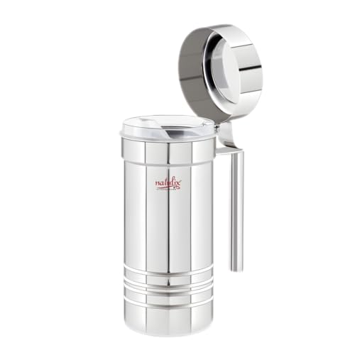 NATULIX Stainless Steel Oil Dispenser 1 Litre | Oil Pourer for Kitchen | Leak-Proof Spout | Heavy Duty Steel Oil Pot for Cooking, Mustard Oil & Ghee | Modern Oil Container (Super) - Image 1