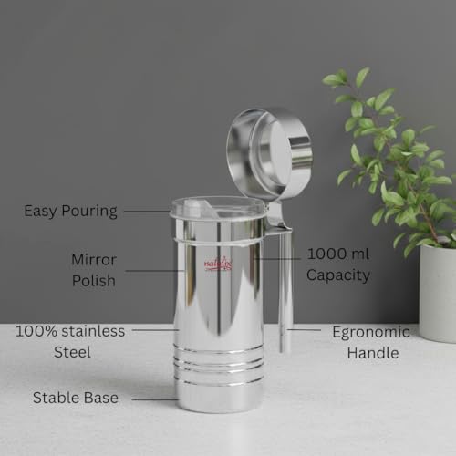 NATULIX Stainless Steel Oil Dispenser 1 Litre | Oil Pourer for Kitchen | Leak-Proof Spout | Heavy Duty Steel Oil Pot for Cooking, Mustard Oil & Ghee | Modern Oil Container (Super) - Image 4