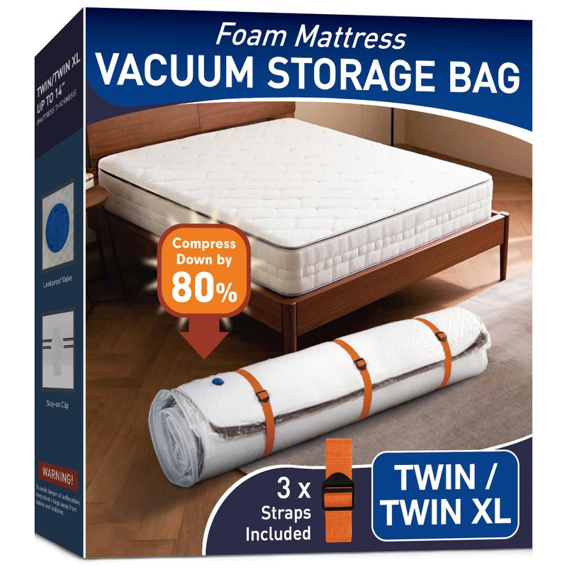 LVYSHOW Mattress Vacuum Storage Bag for Memory Foam Latex and Hybrid Mattress Easy Moving and Storage TwinTwin XL Size
