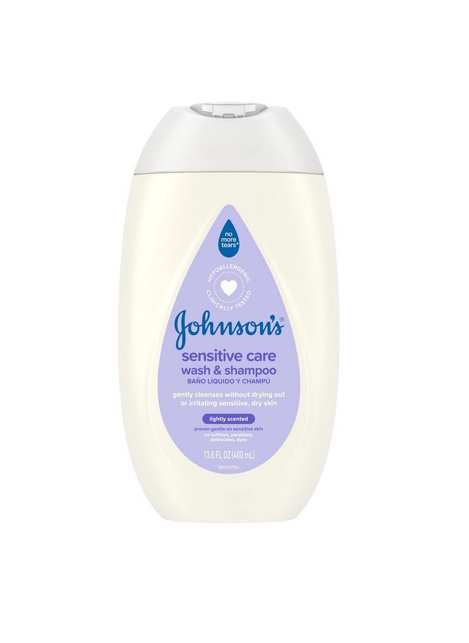 Johnson's Baby - Sensitive Care Baby Body Wash & Shampoo Daily Moisturizing 2In1 Baby Wash & Shampoo To Gently Cleanse Dry Sensitive Skin Lightly Scented Tearfree Hypoallergenic 13.6 Fl. Oz - Image 1