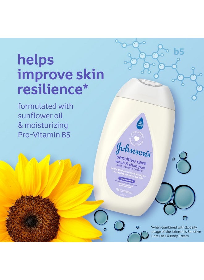Johnson's Baby - Sensitive Care Baby Body Wash & Shampoo Daily Moisturizing 2In1 Baby Wash & Shampoo To Gently Cleanse Dry Sensitive Skin Lightly Scented Tearfree Hypoallergenic 13.6 Fl. Oz - Image 1