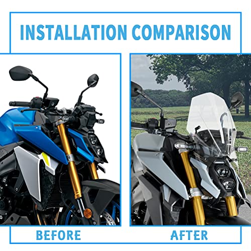 Lorababer Motorcycle Windshield Deflector with Mounting Bracket Windscreen Fit for GSX-S1000 S950 GSXS1000 GSXS950 2021 2022 2023 2024 2025 Double Bubble Wind Shield Screen Visor, Smoke - Image 5