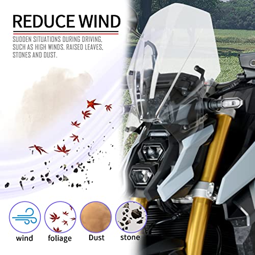 Lorababer Motorcycle Windshield Deflector with Mounting Bracket Windscreen Fit for GSX-S1000 S950 GSXS1000 GSXS950 2021 2022 2023 2024 2025 Double Bubble Wind Shield Screen Visor, Smoke - Image 4