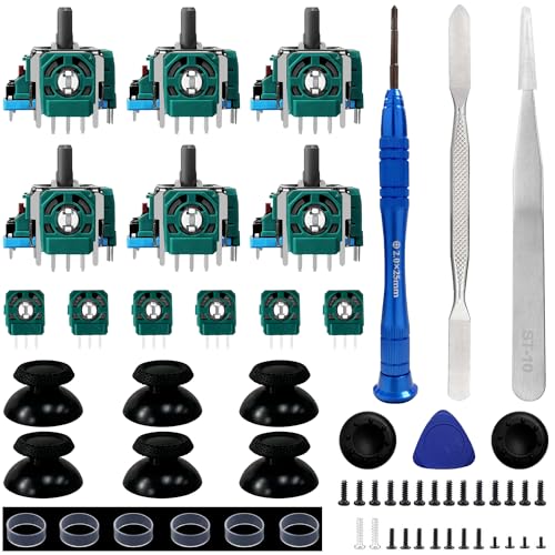 HLRAO 6 Pack Joysticks Replacement for PS5 Controller,HLRAO Analog 3D Joysticks Replacement Compatible with PlayStation 5 Controller Part with Repair Screwdriver Kit for PS5 Controller. - Image 1