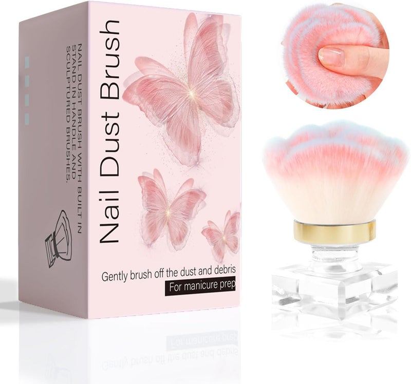ANGNYA Nail Dust Brush, Pink Rose Soft Brush Nail Art Dust Powder Remover Makeup Brushes Manicure Brush Clean Up Tools Nail Art Brush - Image 2