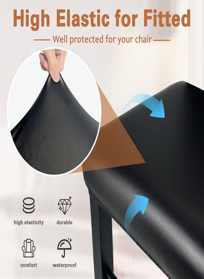 Lufyzora أغطية كراسي بار مستطيلة من الجلد الصناعي، مقاومة للماء بنسبة 100%، فائقة المرونة، سميكة بنسبة 20%، مصنوعة من جلد السرج، غطاء لكراسي البار المستطيلة مع شريط مطاطي (قطعتان، أسود) - Image 5