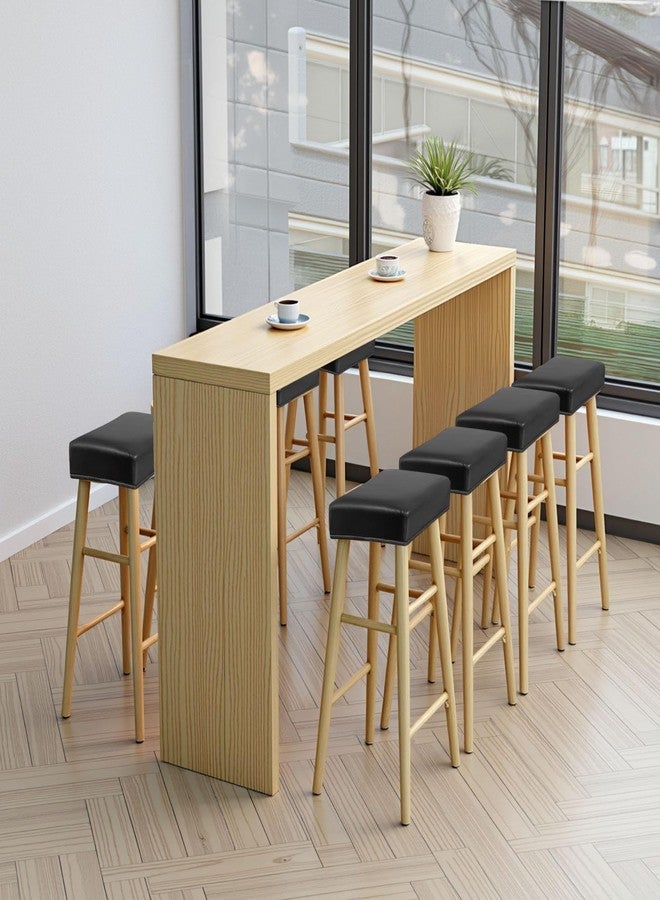 Lufyzora أغطية كراسي بار مستطيلة من الجلد الصناعي، مقاومة للماء بنسبة 100%، فائقة المرونة، سميكة بنسبة 20%، مصنوعة من جلد السرج، غطاء لكراسي البار المستطيلة مع شريط مطاطي (قطعتان، أسود) - Image 2