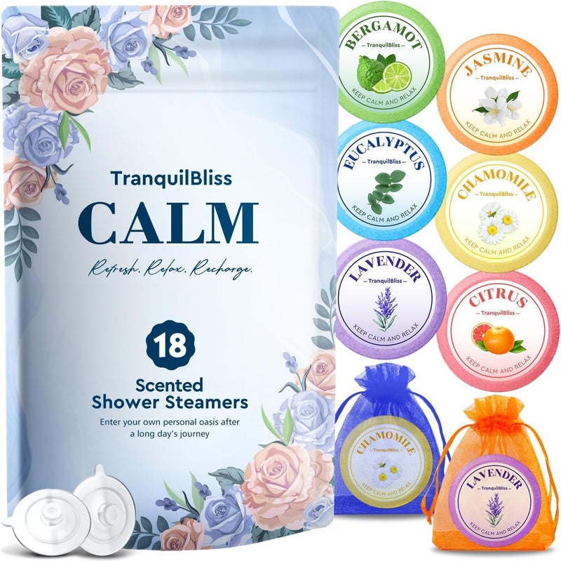 TranquilBliss Shower Steamers 18 PCS Set Self Care Relaxation Shower Tablets with Shea Butter Shower Bombs Christmas Gift Ideas for Mothers Day Women Wife