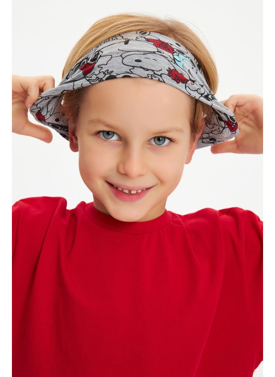 Babygiz Gray Patterned-Red Boy's Cotton Combed Oversize Red T-Shirt Gray Bandana 2-Piece Set  - Image 4