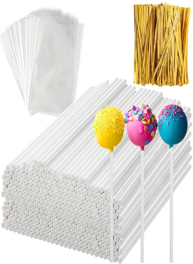 ZHBDMGK 600Pcs Lollipop Stick, 6IN Cake Pop Sticks with Clear Treat Bags & Gold Twist Ties, Cake Pops Making Tools for Lollipops, Candies, Chocolates Cookies - Image 1