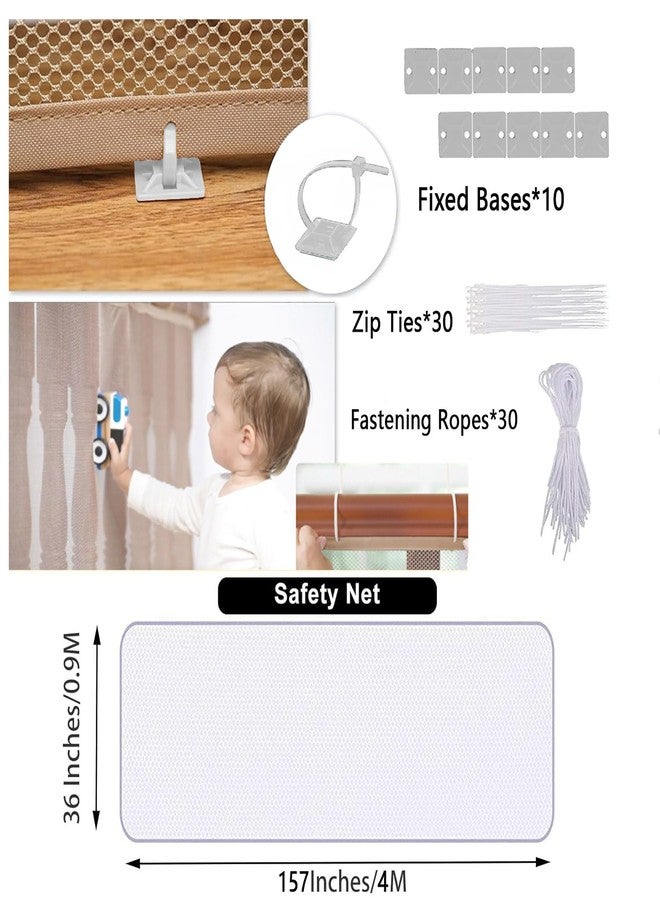 Aetherix Balcony Safety Net for Kids Banister Guard-13ft x 3ft Child Safety Net, Balcony Mesh Screen for Pets, Dogs, Cats, Toys - Stair Railing Baby Proof (White) - Image 3