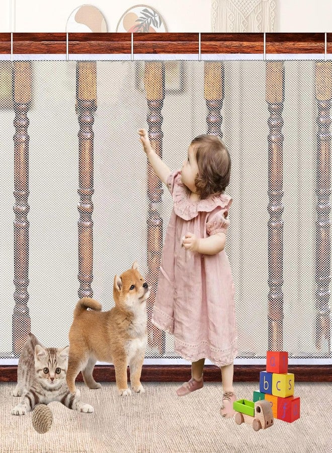 Aetherix Balcony Safety Net for Kids Banister Guard-13ft x 3ft Child Safety Net, Balcony Mesh Screen for Pets, Dogs, Cats, Toys - Stair Railing Baby Proof (White) - Image 1