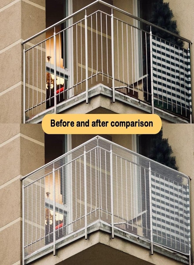 Aetherix Balcony Safety Net for Kids Banister Guard-13ft x 3ft Child Safety Net, Balcony Mesh Screen for Pets, Dogs, Cats, Toys - Stair Railing Baby Proof (White) - Image 2