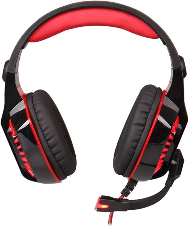 Jofuny Gaming Headset Over Ear with Noise Cancelling Microphone Red Soft Cushions - Image 3