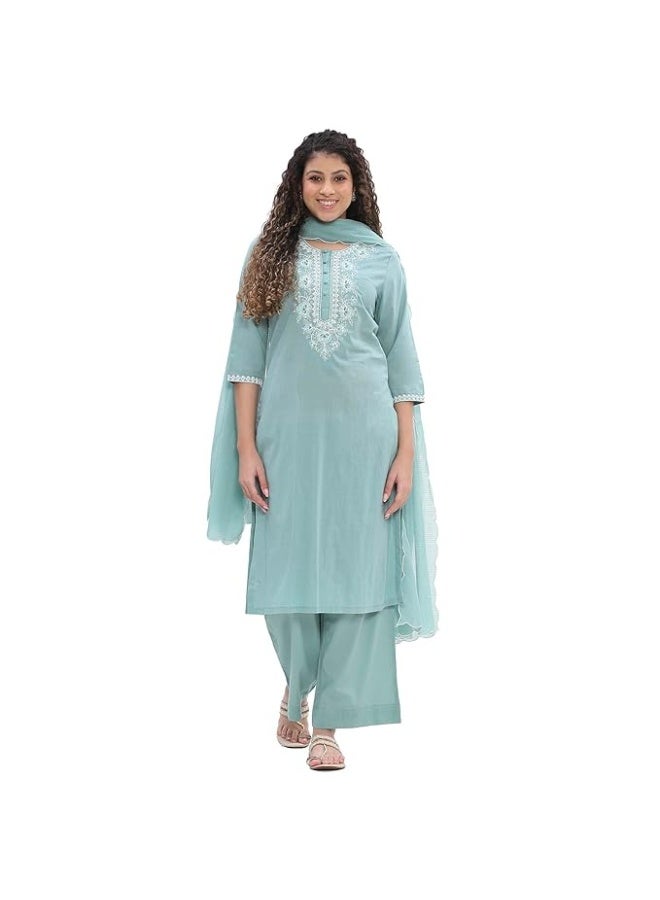 بيبا طقم كورتة قطنية من بيبا مع بنطال وشال (مقاس متوسط) - Image 4