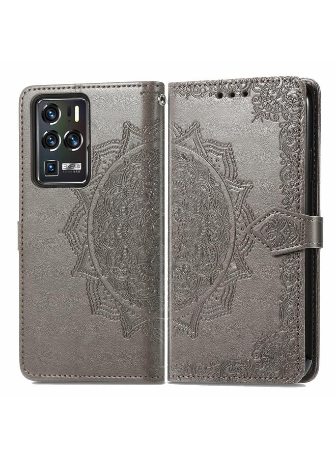 إيروريكس جراب لهاتف ZTE 30 Ultra 5G، جراب جلدي أفقي منقوش عليه زهرة ماندالا مع حامل / فتحة بطاقة / محفظة / حبل - Image 2