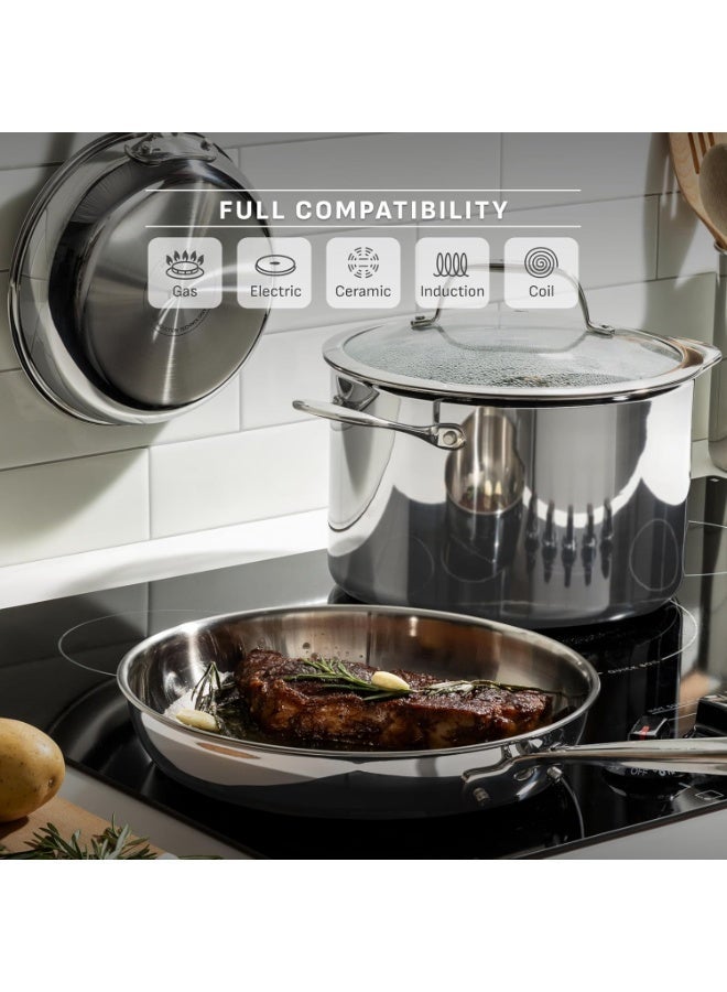 T-fal Stainless Steel Fry Pan 12 Inch, Induction Compatible, Oven Safe 500F, Fast & Even Heat, Professional Quality & Durability, Frying Pan, Skillet, Cookware, Dishwasher Safe, Silver - Image 4