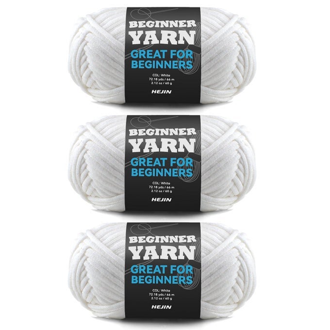 3X60G WHITE YARN FOR CROCHETING AND KNITTING3X66M 72YDS COTTON YARN FOR BEGINNERS WITH EASYTOSEE STITCHESWORSTEDWEIGHT MEDIUM 4COTTONNYLON BLEND YARN FOR BEGINNERS CROCHET KIT MAKING