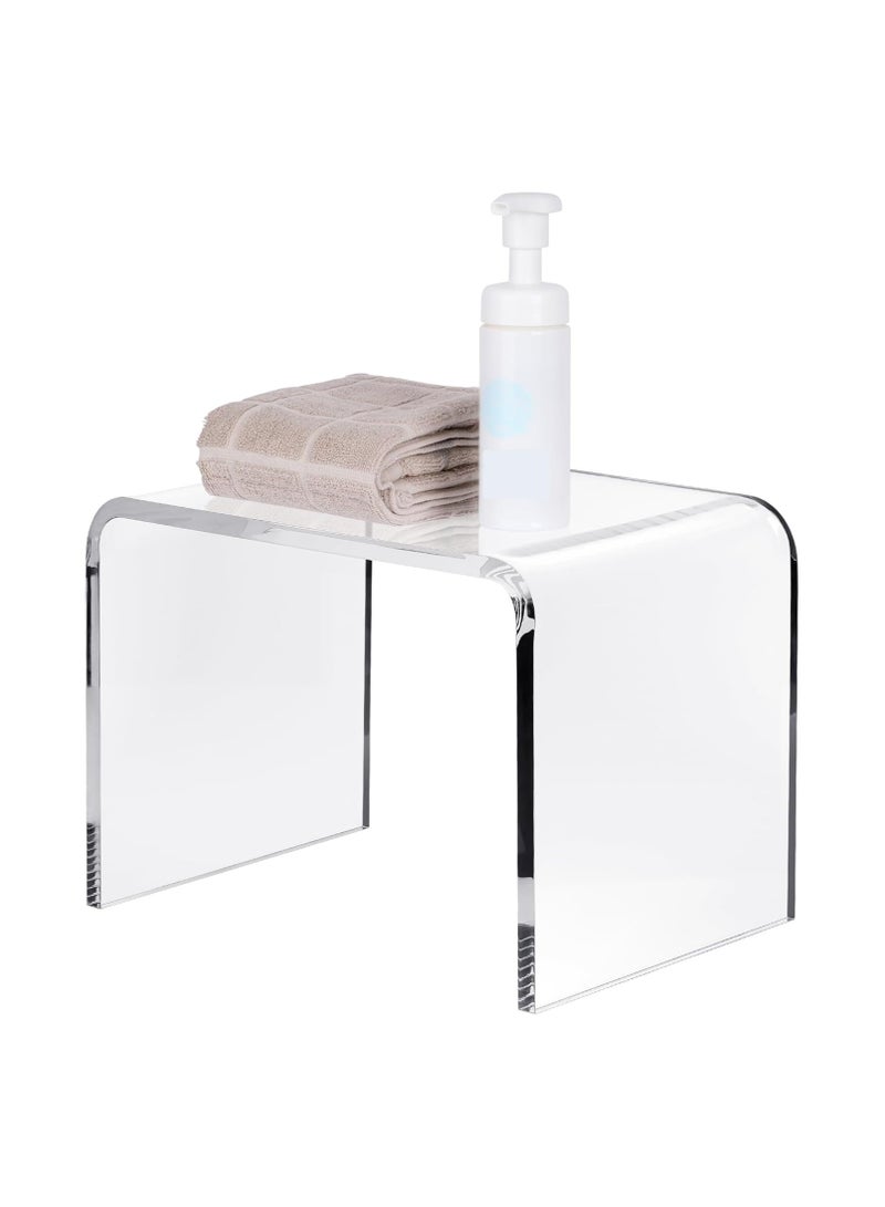 تي بي جي بي مقعد استحمام أكريليك بقياس 13 بوصة طول × 9 بوصة عرض × 9 بوصة ارتفاع، كرسي بلاستيكي شفاف، مقعد قدم سميك، مقاعد استحمام حديثة للحلاقة، مقعد استحمام مقاوم للماء لمنتجع صحي أو حمام. - Image 1