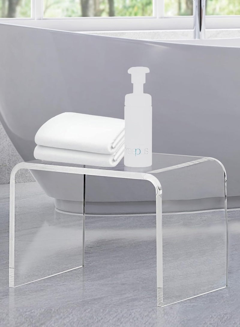 تي بي جي بي مقعد استحمام أكريليك بقياس 13 بوصة طول × 9 بوصة عرض × 9 بوصة ارتفاع، كرسي بلاستيكي شفاف، مقعد قدم سميك، مقاعد استحمام حديثة للحلاقة، مقعد استحمام مقاوم للماء لمنتجع صحي أو حمام. - Image 3