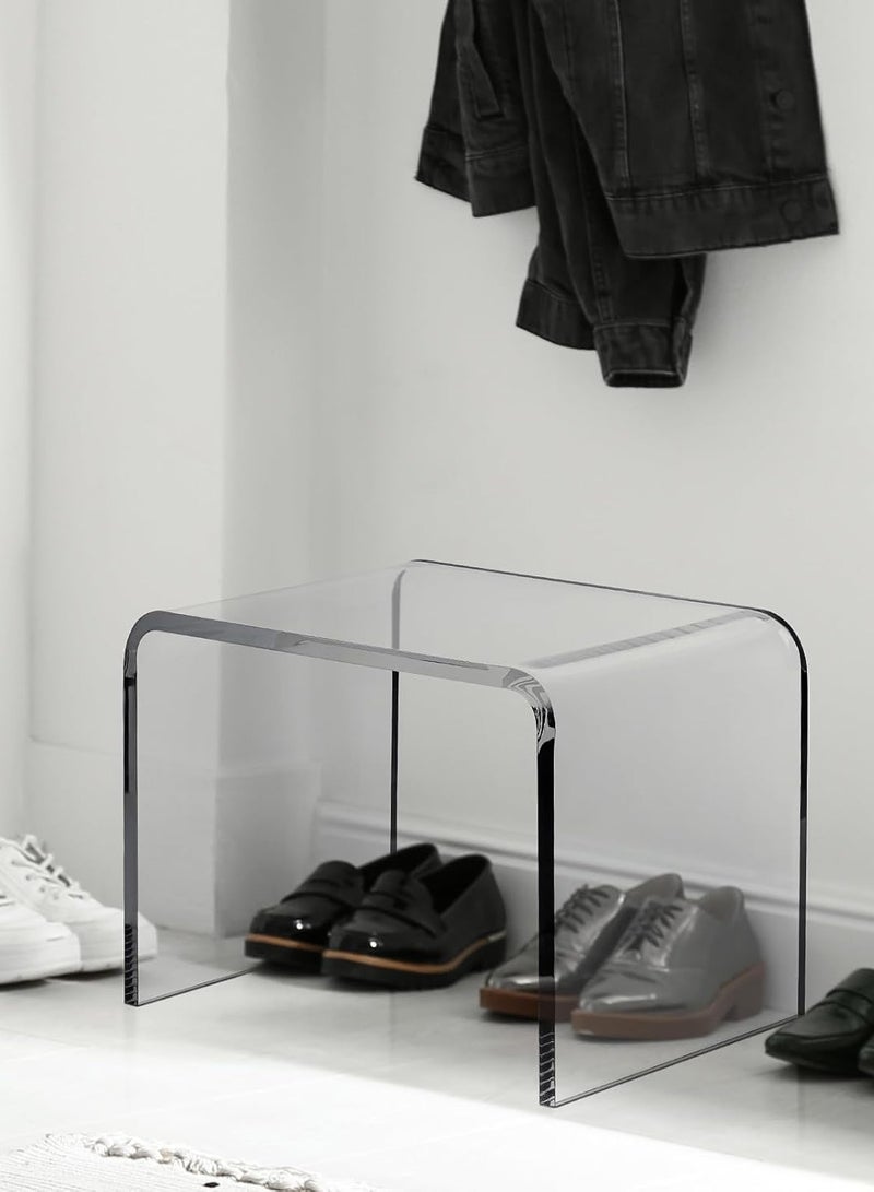 تي بي جي بي مقعد استحمام أكريليك بقياس 13 بوصة طول × 9 بوصة عرض × 9 بوصة ارتفاع، كرسي بلاستيكي شفاف، مقعد قدم سميك، مقاعد استحمام حديثة للحلاقة، مقعد استحمام مقاوم للماء لمنتجع صحي أو حمام. - Image 5