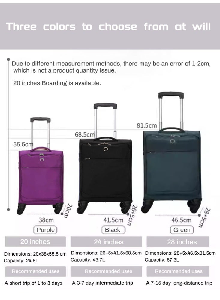 NEWCOM 20/24/28 Inch Carry-On Luggage Set - Lightweight ABS+PC Shell, 360° Silent Spinner Wheels (8-Wheel Design), Thickened Telescopic Handle, Smart Dry-Wet Separation System (Mesh Bags + Wet Storage), TSA-Approved Zippers, 3 Colors (Black/Green/Purple) - Perfect for Short (1-3 Days) to Long Trips (7-15 Days) - Image 4