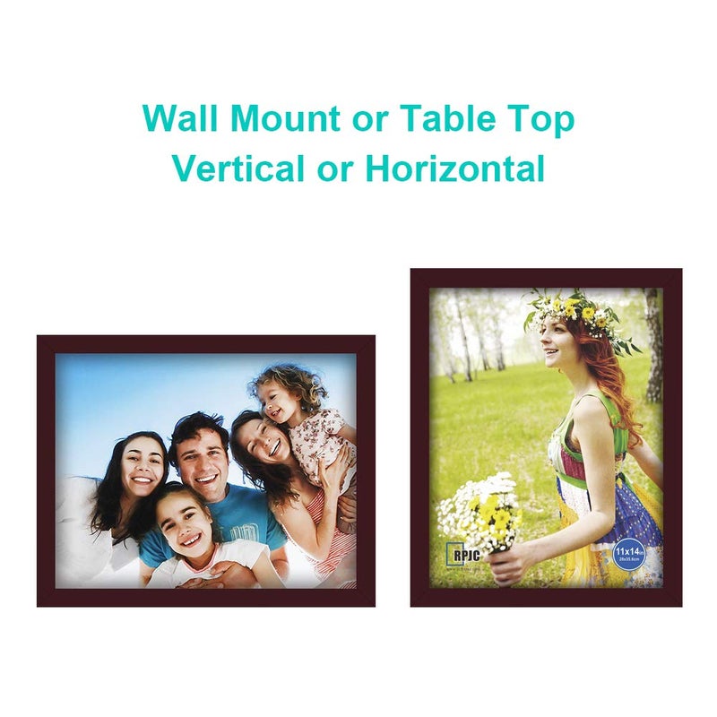 RPJC 11x14 inch Picture Frames Made of Solid Wood and High Definition Glass Display Pictures for Wall Mounting Photo Frame with Stand Dark Brown - Image 5