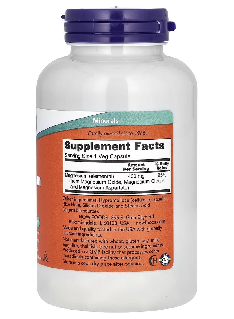 Now Foods Magnesium Dietary Supplement 400 mg - 180 Capsules - Image 2