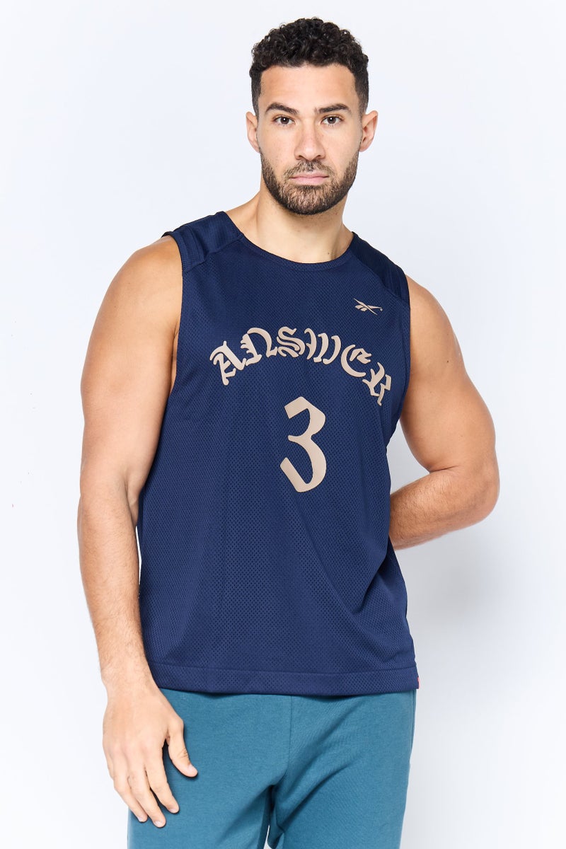 Reebok Men Sportswear Fit Sleeveless Training Vest, Navy - Image 1
