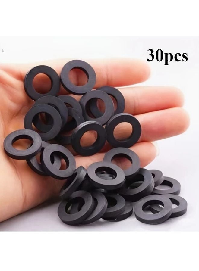 Black Rubber O Ring Seals 30pcs For Pipe Shower Water Inlet Heater Nozzle - Image 1