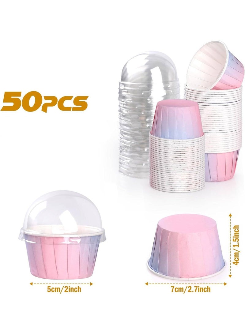 Cupcake Liners, 50Pcs Count Gradient Color Paper Cupcake Liners for Baking, Muffin Liners, Cupcake Wrappers, for Family Gatherings, Weddings, Birthday Parties - Image 2