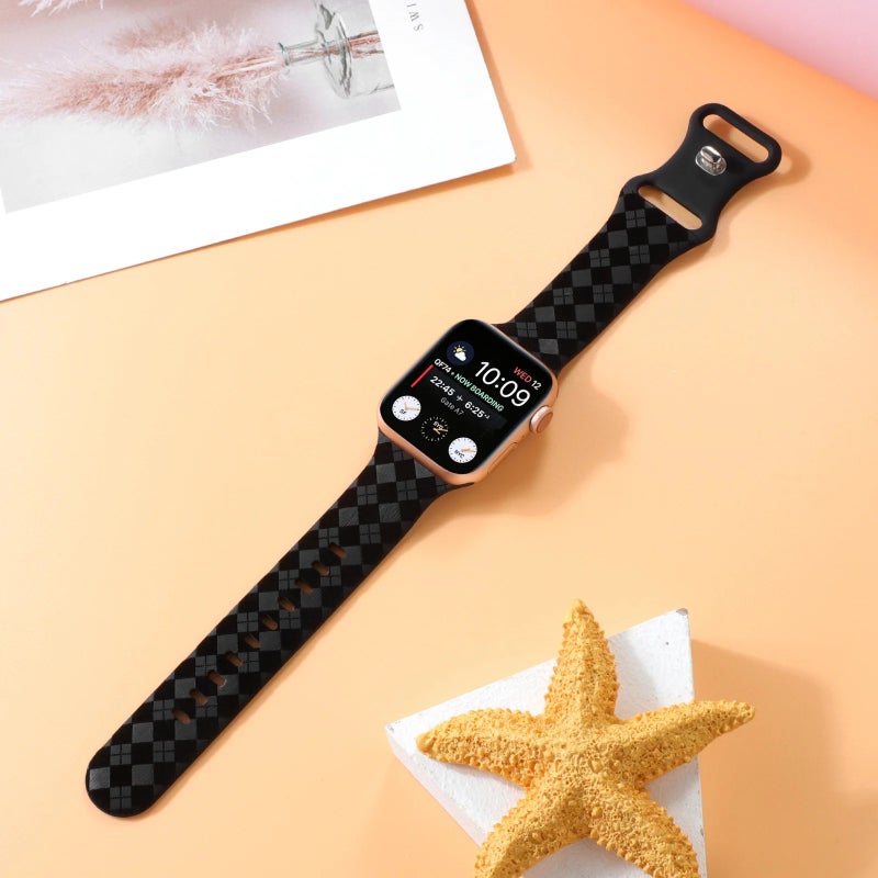 Bluejw Laser Grid Silicone Watch Band for Apple Watch Ultra 2/9/8/7/6/5/4/SE/3 - Soft Rubber Strap - Replace Your Watch Band - Image 5