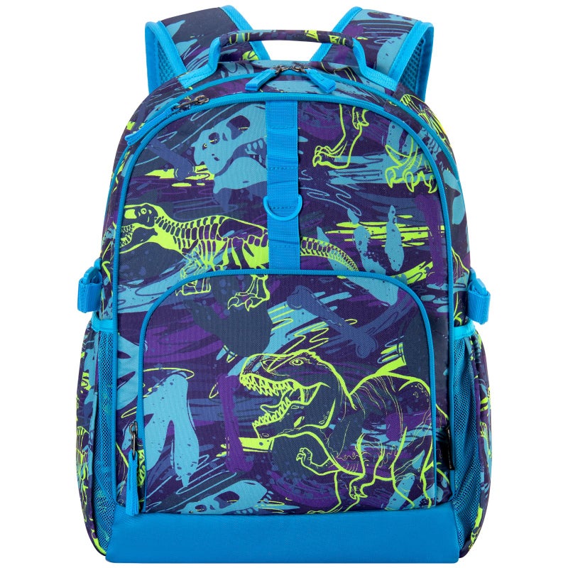 Choco Mocha Dinosaur Backpack for Kids Boys Elementary School Backpack for Boys Ages 68 Kids Bookbag 17 Inch with Chest Strap Blue - Image 2