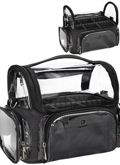 Makeup Brush Case, Large Makeup Brush Holder Professional Makeup Artist Travel Case Clear Waterproof Cosmetic Organizer Bag, Full Open Easy to Access, with Adjustable Strap and Dividers