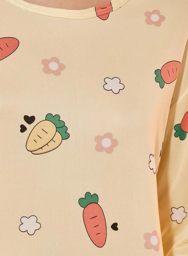 Take Two All Over Print Round Neck T-Shirt & Pyjama Set