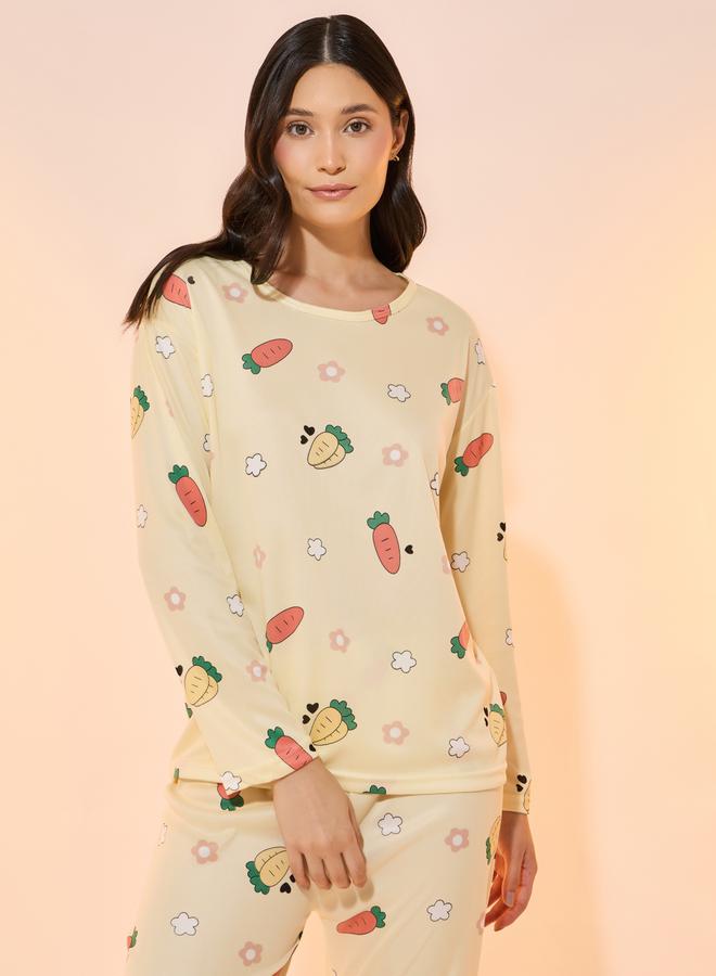 Take Two All Over Print Round Neck T-Shirt & Pyjama Set  - Image 3