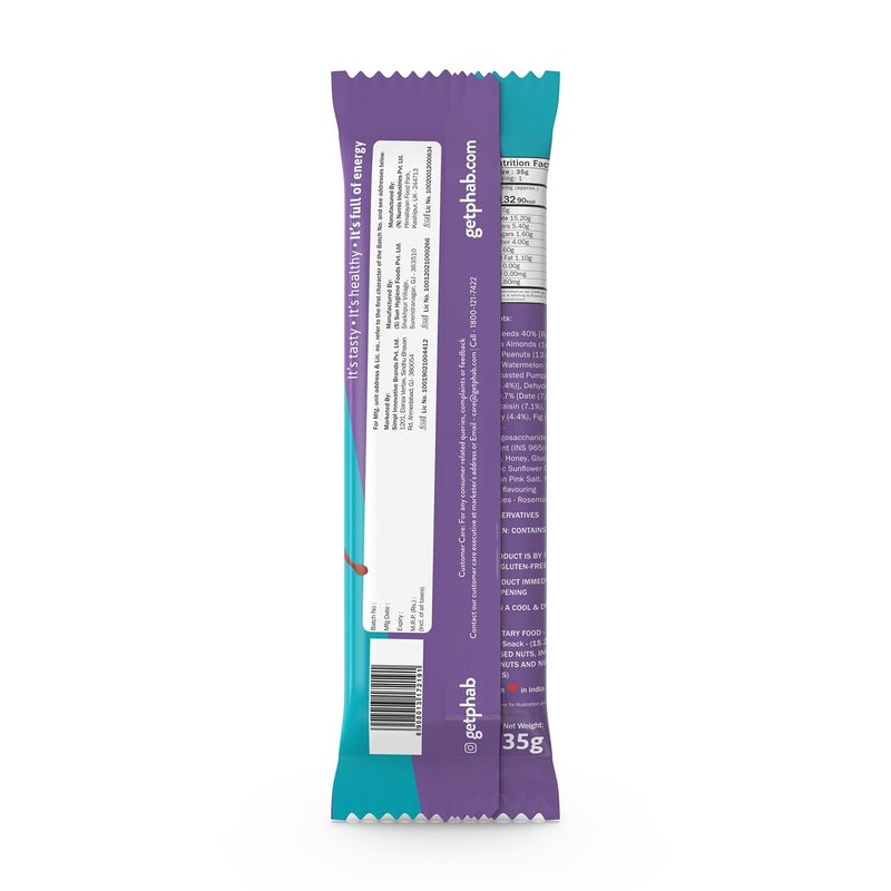 Phab Fruit & Nut 5g Protein Bar | Energy & nutrition | High Fibre & Gut-friendly | Sweetened with Honey,Trans Fat Free & No Preservatives | Loaded With 40% Nuts | Healthy & Tasty (Pack of 6 x 35g) - Image 3