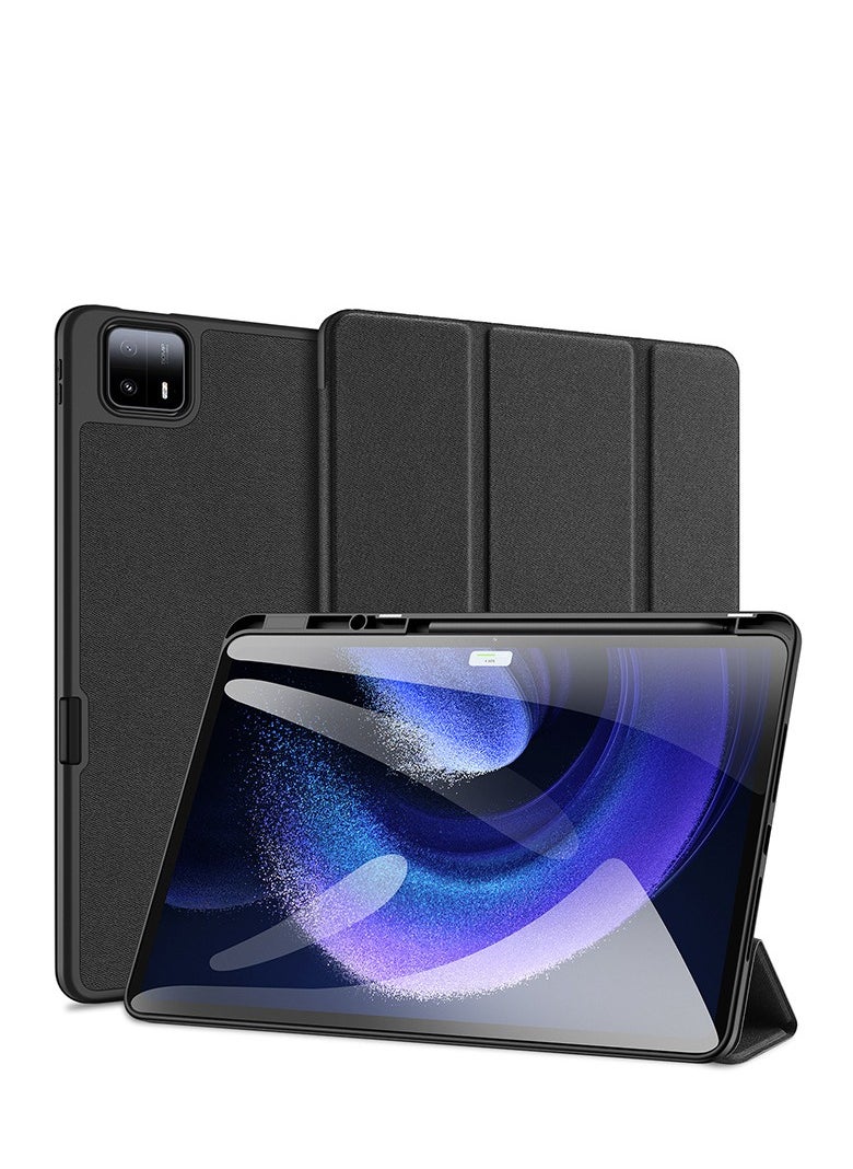 مناسبة لحافظة لوحة Xiaomi Pad6Max اللوحية، حافظة 14 بوصة ثلاثية الطي مضادة للسقوط من الجلد بوظيفة التشغيل / الإيقاف التلقائي للشاشة.