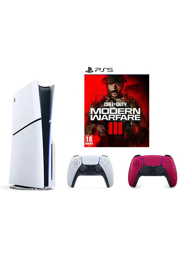 Sony PlayStation 5 Slim Disc Console with Extra Red Controller and Call of Duty: Modern Warfare III Bundle - Image 1