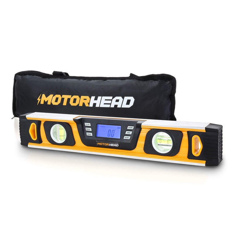 MOTORHEAD 16-Inch 0Â° - 180Â° SMART DIGITAL Level, LCD Screen, Audible Alerts, Water, Dust & Shock Resistant, Magnetic Bottom, Includes Bag, High-Visibility, Solid-Milled Aluminum, USA-Based Support - Image 1