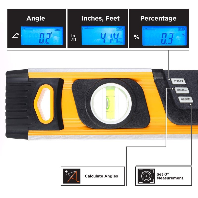 MOTORHEAD 16-Inch 0Â° - 180Â° SMART DIGITAL Level, LCD Screen, Audible Alerts, Water, Dust & Shock Resistant, Magnetic Bottom, Includes Bag, High-Visibility, Solid-Milled Aluminum, USA-Based Support - Image 3