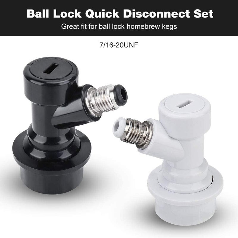 Ferroday Ball Lock Keg Disconnect Quick Ball Lock MFL Disconnect Flared 5/16” Gas 1/4” Liquid Barbed Stainless Swivel Nuts for Corny Keg Post Ball Lock Keg Fittings for Homebrew with Clamps - Image 5