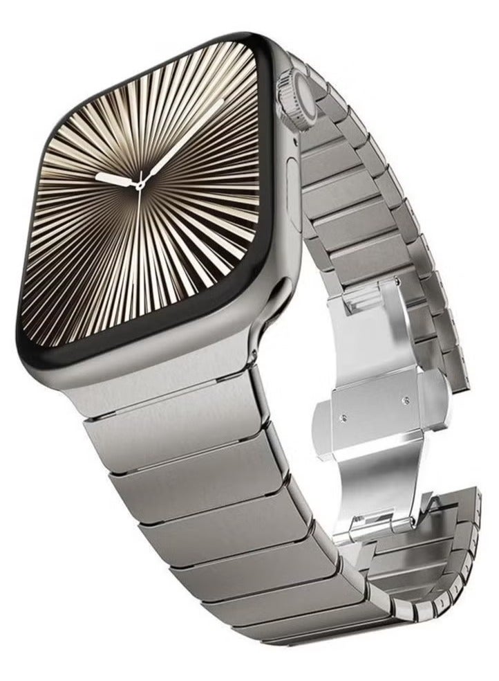 CHANCHY Stainless Steel Band for Apple Watch Ultra 49mm, Series 8 7 6 5 4 3 2 1 – Premium Metal Strap for Men with Secure Folding Clasp | Compatible with 49mm, 45mm, 44mm, 42mm Apple Watch | Durable, Stainless Steel Replacement Wristband - Image 1