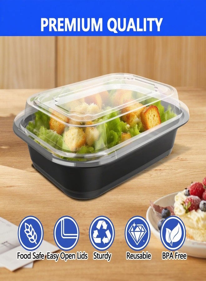 MAXTBEE 50 Pack (100-Piece) - 38oz Meal Prep Containers Salad & Snack Storage for Lunch | BPA Free & Leakproof Food Containers | To Go Take Out Plastic Bento Box | Microwave, Freezer, Dishwasher Safe - Image 2