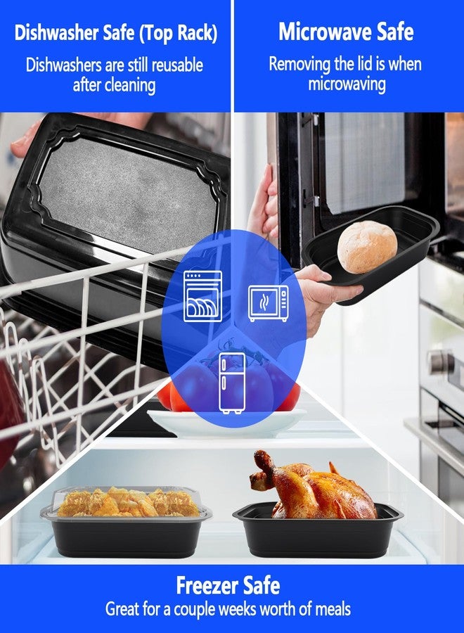 MAXTBEE 50 Pack (100-Piece) - 38oz Meal Prep Containers Salad & Snack Storage for Lunch | BPA Free & Leakproof Food Containers | To Go Take Out Plastic Bento Box | Microwave, Freezer, Dishwasher Safe - Image 4