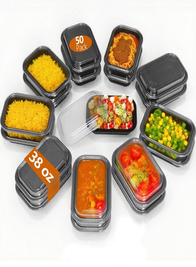 MAXTBEE 50 Pack (100-Piece) - 38oz Meal Prep Containers Salad & Snack Storage for Lunch | BPA Free & Leakproof Food Containers | To Go Take Out Plastic Bento Box | Microwave, Freezer, Dishwasher Safe - Image 1